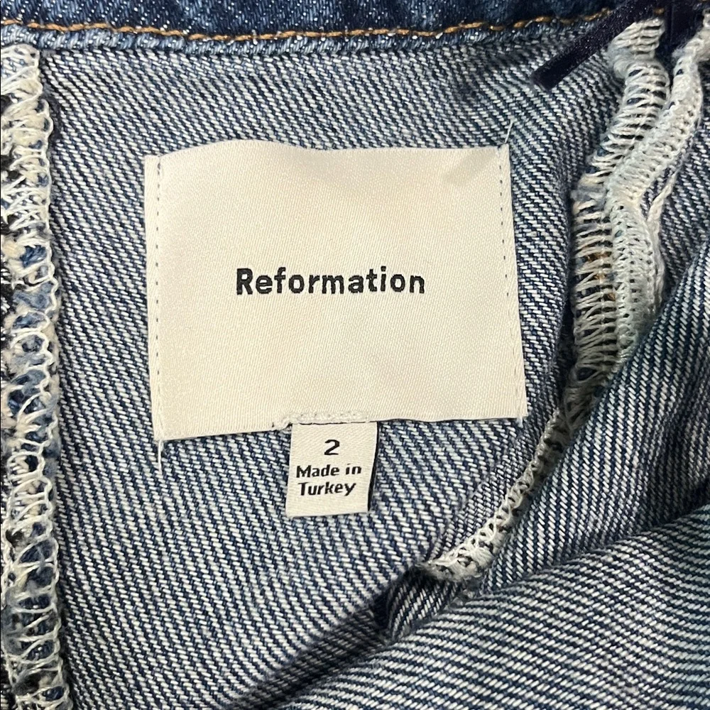 NEW Reformation Elma Denim Mini Dress Size 2 - Picture 11 of 11